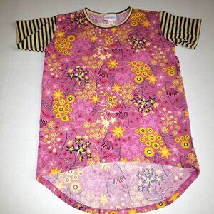 NWOT Lularoe Girls Gracie Floral Striped Shirt